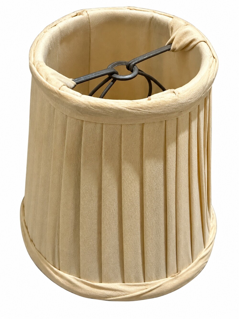 Vintage Small Beige Pleated Fabric Lamp Shade